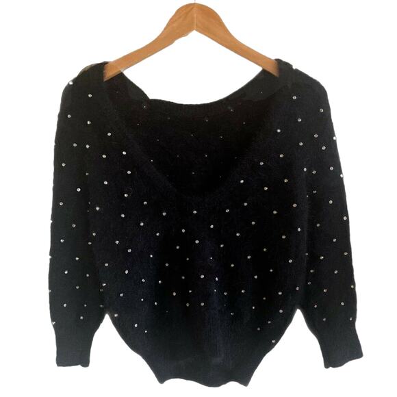 BA&SH Amby Sweater Rhinestones Angora Jumper Black Noir Pull US 4 Small NWT - Picture 9 of 11